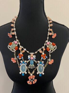 Vintage Statement Multi-Color Gem Bib Necklace - Women Jewelry